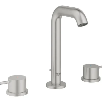 Grohe Essence - izlietnes maisītājs ar noteces komplektu, 3 caurumu montāža, Supersteel 20296DC1