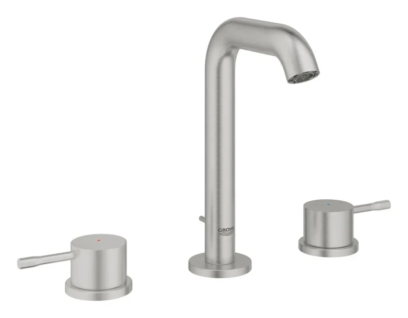 Grohe Essence - izlietnes maisītājs ar noteces komplektu, 3 caurumu montāža, Supersteel 20296DC1