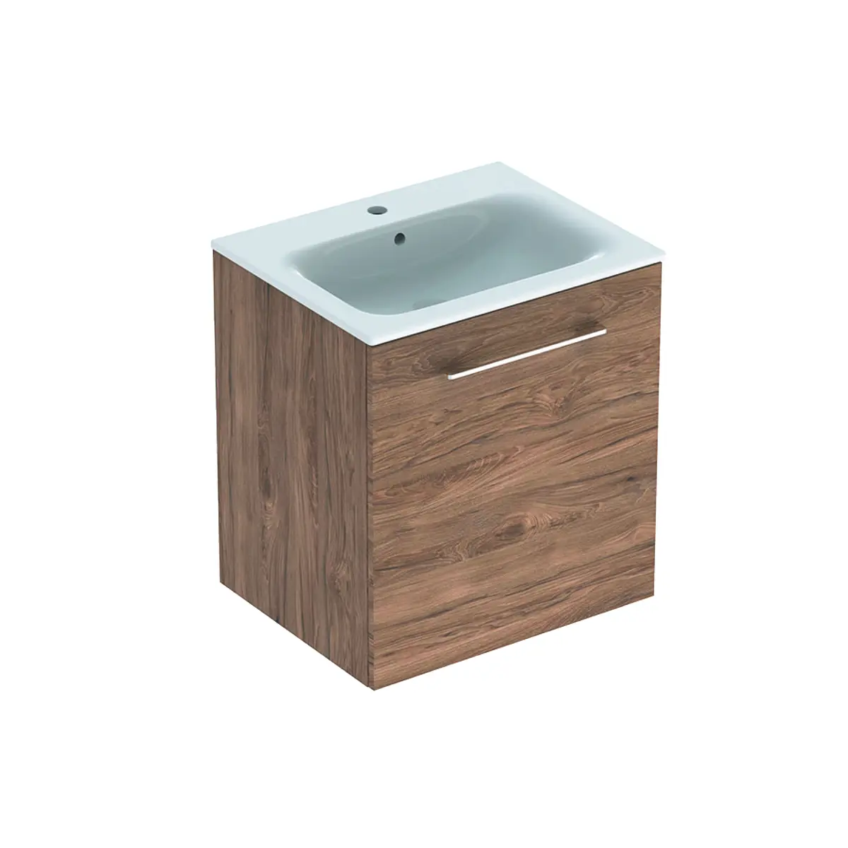 Geberit Selnova Square - izlietnes skapītis 64x54x48 cm, ar izlietni, 1 durvis, Hickory rieksts 501.254.00.1