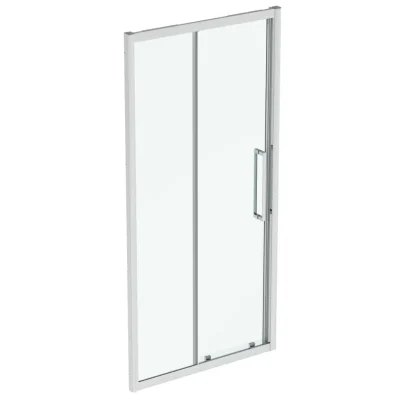 Ideal Standard i.Life - bīdāmās dušas durvis, divdaļīgas 100 cm, silver bright/caurspīdīgs stikls T4941EO