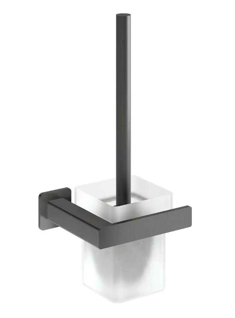 OMNIRES Nelson - WC birste ar turētāju, montāža pie sienas, piena stikls/grafīts NL80620GR