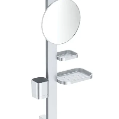 Ideal Standard ALU+ - kosmētikas spogulis ar plauktu un zobu birstes glāzi, sudrabs BD589SI