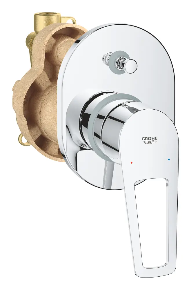 Grohe BauLoop - zemapmetuma maisītājs 2 patērētājiem, ar iebūvēto daļu, hroms 29041001