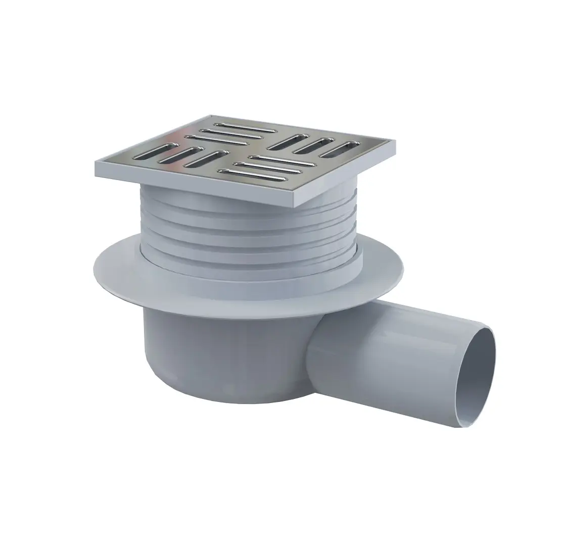 Alcadrain vannas istabas notekas - grīdas noteka, sānu 11x11 cm, diametrs 5 cm, smaku aizsargs, nerūsējošais tērauds/plastmasa APV26