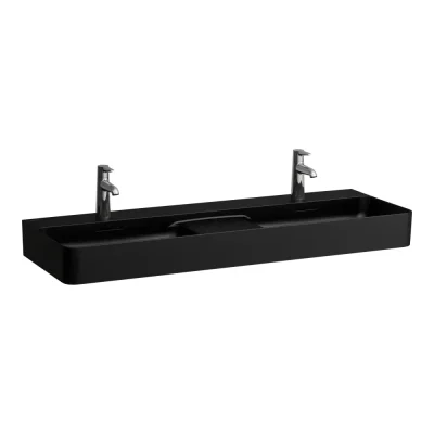 Laufen VAL - dubultizlietne 120x42, ar pārplūdi, 2 caurumiem jaucējkrānam, matēti melna H8142827161041