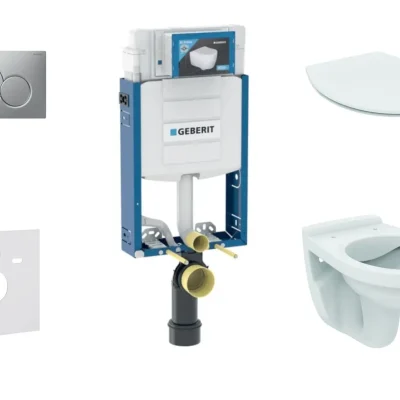 Geberit Kombifix - uzstādīšanas elements sienas WC ar vadības plati SIGMA01, matēts hroms + WC Alpha un WC sēdeklis 110.302.00.5 ND3