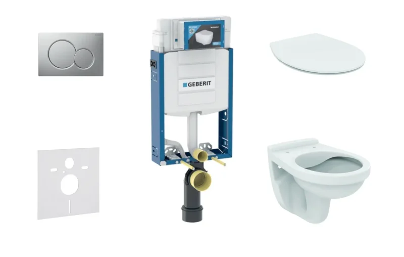 Geberit Kombifix - uzstādīšanas elements sienas WC ar vadības plati SIGMA01, matēts hroms + WC Alpha un WC sēdeklis 110.302.00.5 ND3