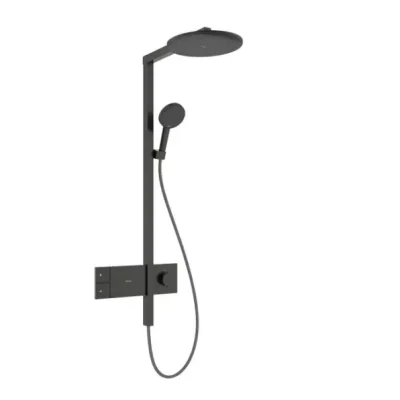 Hansgrohe Raindance Alive S - dušas komplekts ar termostatu, diametrs 30 cm, 3 strūklas veidi, EcoSmart, hroms melns birstēts 24583340