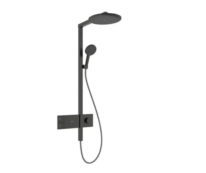 Hansgrohe Raindance Alive S - dušas komplekts ar termostatu, diametrs 30 cm, 3 strūklas veidi, EcoSmart, hroms melns birstēts 24583340
