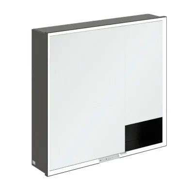 Villeroy & Boch My View+ - spoguļskapītis ar LED apgaismojumu 80x75x17 cm, 2 durvis, melns matēts B4818000
