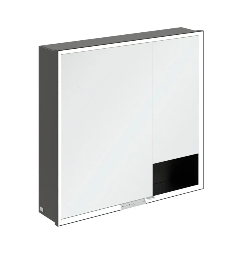 Villeroy & Boch My View+ - spoguļskapītis ar LED apgaismojumu 80x75x17 cm, 2 durvis, melns matēts B4818000