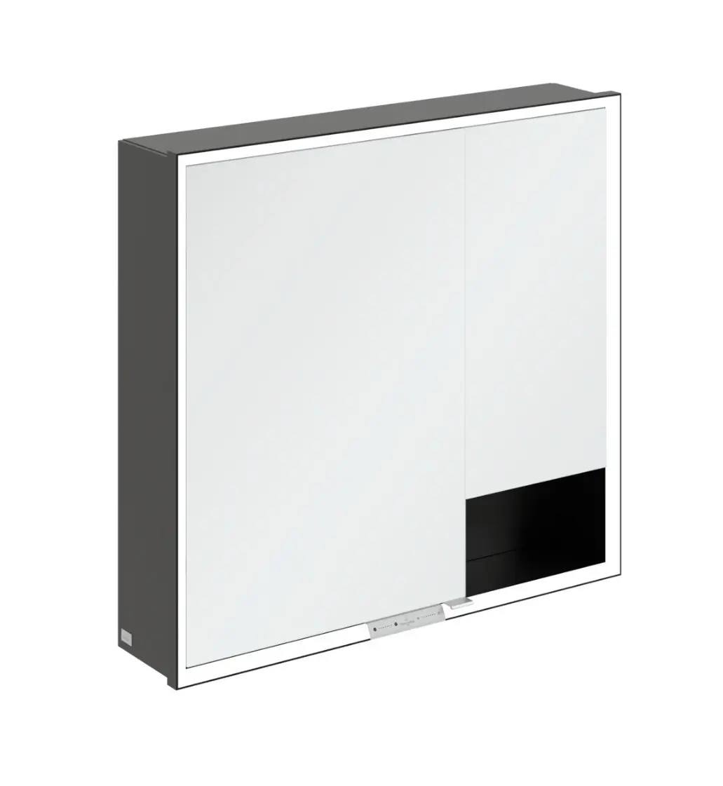 Villeroy & Boch My View+ - spoguļskapītis ar LED apgaismojumu 80x75x17 cm, 2 durvis, melns matēts B4818000