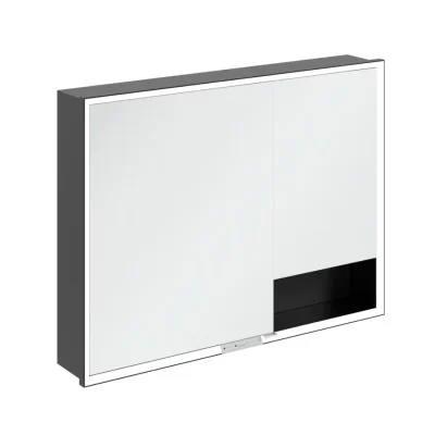 Villeroy & Boch My View+ - spoguļskapītis ar LED apgaismojumu 100x75x17 cm, 2 durvis, melns/matēti melns B48210VL