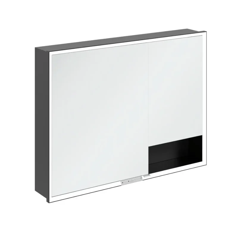 Villeroy & Boch My View+ - spoguļskapītis ar LED apgaismojumu 100x75x17 cm, 2 durvis, melns/matēti melns B48210VL