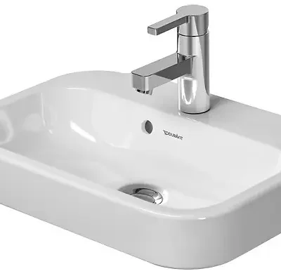 Duravit Happy D.2 - rokas izlietne 50x36 cm, 1 caurums jaucējkrānam, ar WonderGliss, Alpu balts 07095000001