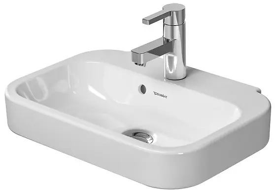 Duravit Happy D.2 - roku mazgāšanas izlietne 50x36 cm, 1 jaucējkrāna caurums, Alpu balts 0709500000