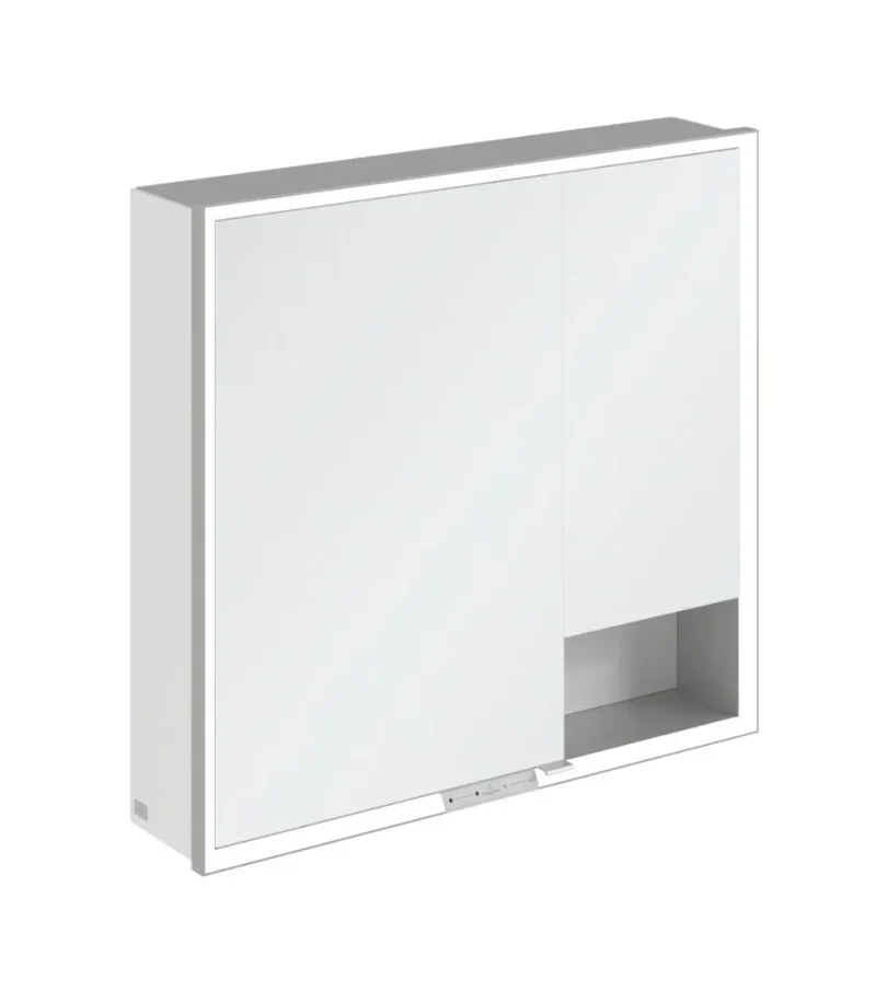 Villeroy & Boch My View+ - spoguļskapītis ar LED apgaismojumu 80x75x17 cm, 2 durvis, Brilliant White/pelēks A48180VE