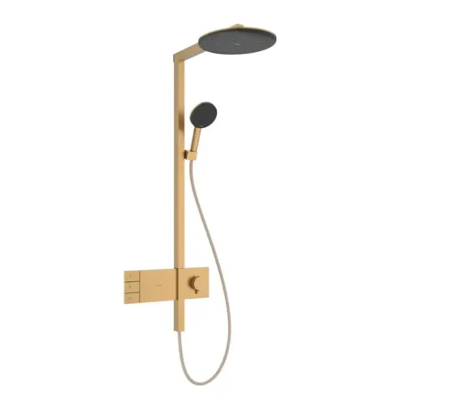Hansgrohe Raindance Alive S - dušas komplekts ar termostatu, diametrs 30 cm, 3 strūklas veidi, birstēta bronza 24595140