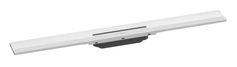 Hansgrohe RainDrain Flex - dušas noteka 800 ar nerūsējošā tērauda resti, saīsināma, montāžai pie sienas, balts matēts 56051700