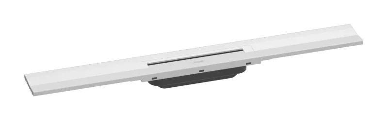 Hansgrohe RainDrain Flex - dušas noteka 700 ar nerūsējošā tērauda resti, saīsināma, montāžai pie sienas, balts matēts 56050700