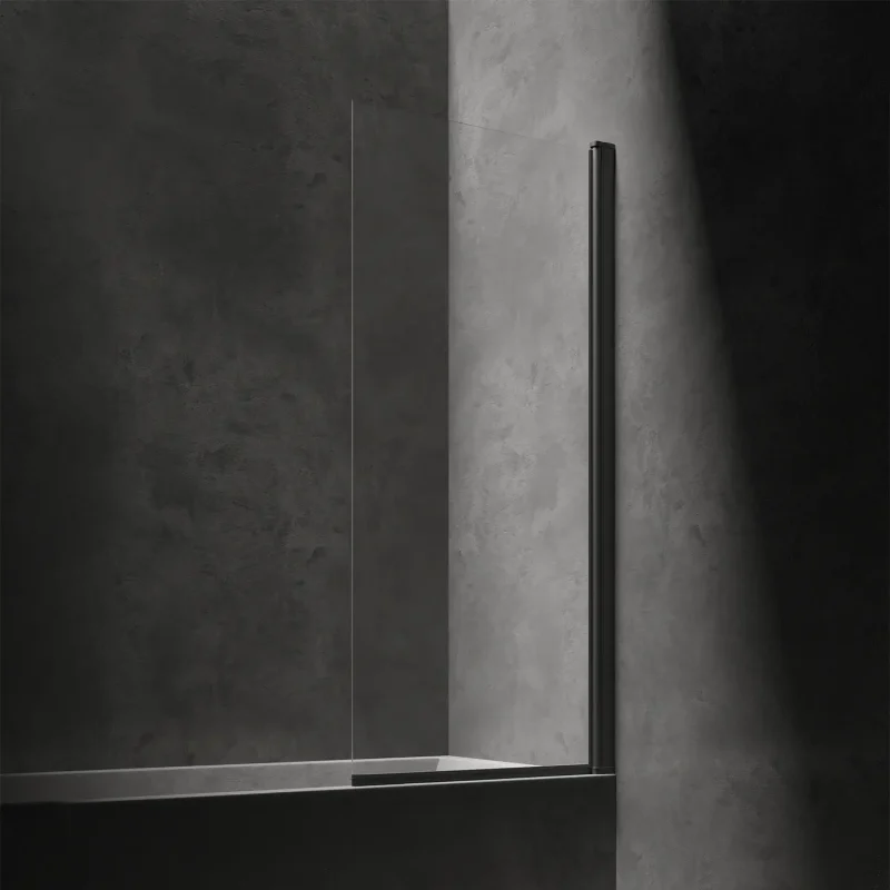 OMNIRES Kingston - vannas aizsargsiena 70x150 cm, caurspīdīgs stikls/matēti melns XHE85BLTR