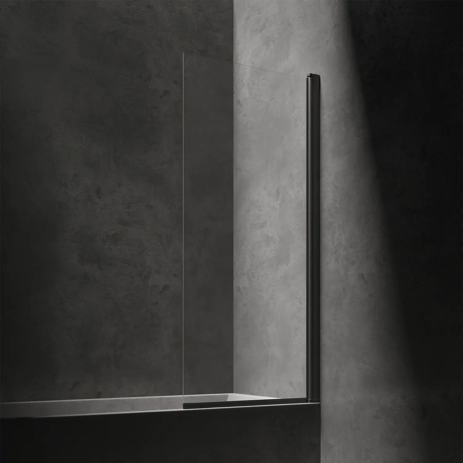 OMNIRES Kingston - vannas aizsargsiena 70x150 cm, caurspīdīgs stikls/matēti melns XHE85BLTR