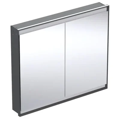 Geberit ONE - spoguļskapis ar LED apgaismojumu, 105x90x15 cm, 2 durvis, iebūvējams, matēti melns 505.804.00.7