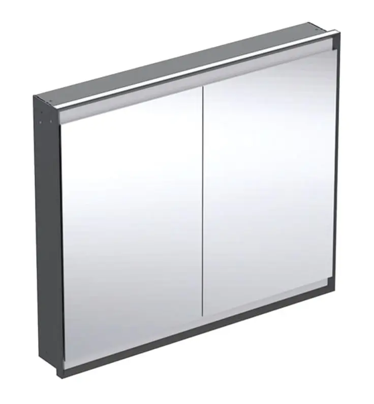 Geberit ONE - spoguļskapis ar LED apgaismojumu, 105x90x15 cm, 2 durvis, iebūvējams, matēti melns 505.804.00.7