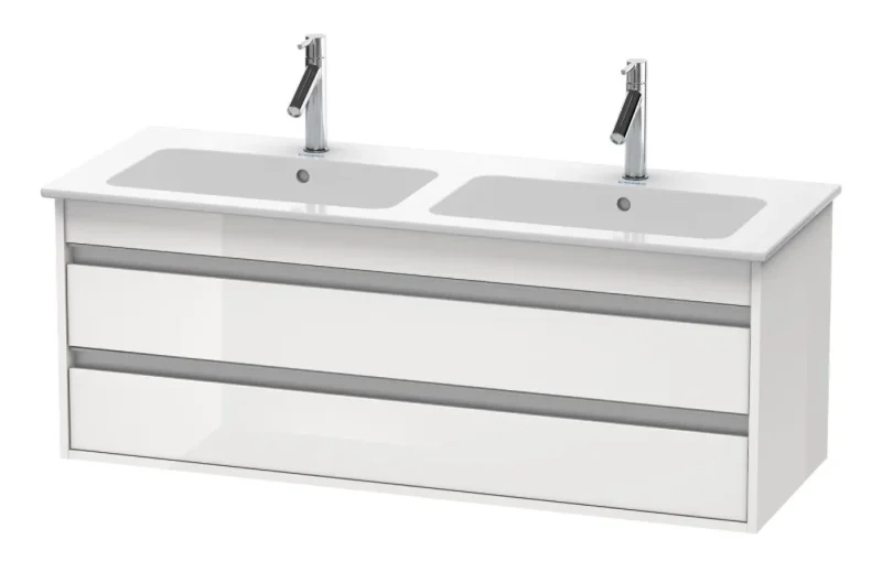 Duravit Ketho - izlietnes skapītis 48x127x48 cm, 2 izvelkamās atvilktnes, balts spīdīgs KT643202222