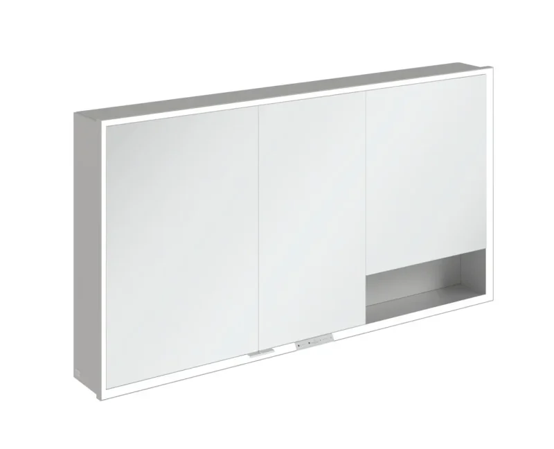 Villeroy & Boch My View+ - spoguļskapis ar LED apgaismojumu 140x75x17 cm, 3 durvis, pelēks A4811400