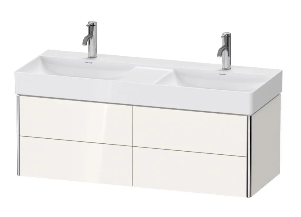 Duravit XSquare - dubultais izlietnes skapītis 40x118x46 cm, 4 atvilktnes, balts spīdīgs XS416402222