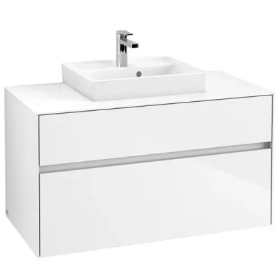 Villeroy & Boch Collaro - izlietnes skapītis, 100x55x50 cm, 2 atvilktnes, Glossy White C01600DH