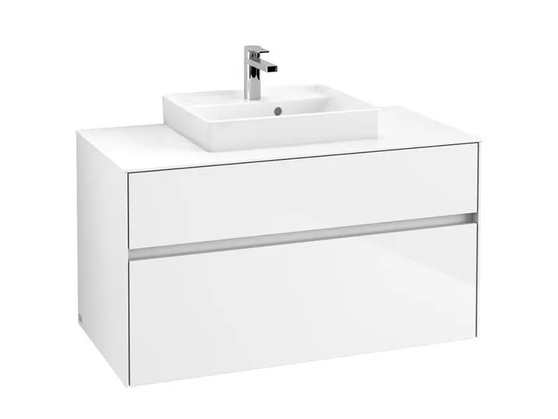 Villeroy & Boch Collaro - izlietnes skapītis, 100x55x50 cm, 2 atvilktnes, Glossy White C01600DH