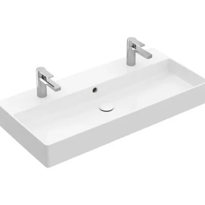 Villeroy & Boch Memento 2.0 - skapja dubultizlietne 120x47 cm, ar pārplūdi, 2 caurumiem jaucējkrānam, Alpu balts 4A221L01
