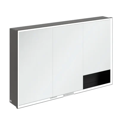 Villeroy & Boch My View+ - spoguļskapis ar LED apgaismojumu 120x75x17 cm, 3 durvis, matēti melns B4811200