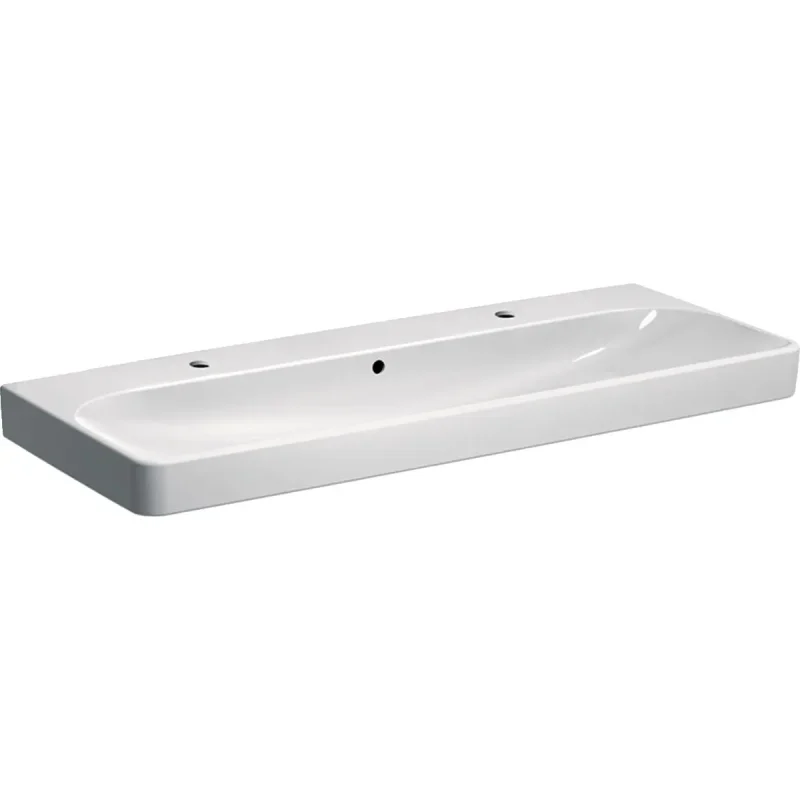 Geberit Smyle Square - dubultā izlietne 120x48 cm, ar pārplūdi, 2 caurumiem maisītājam, balta 500.253.01.1