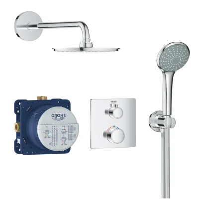 Grohe Grohtherm - dušas sistēma Rainshower Cosmopolitan 210 ar termostata maisītāju - zemapmetuma, hromēts 34734000