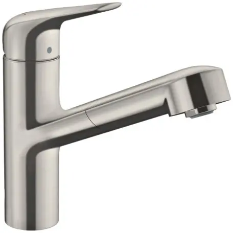 Hansgrohe Focus M42 - virtuves izlietnes maisītājs M4214-H150 ar izvelkamu trauku dušu, sBOX, nerūsējošais tērauds 71829800