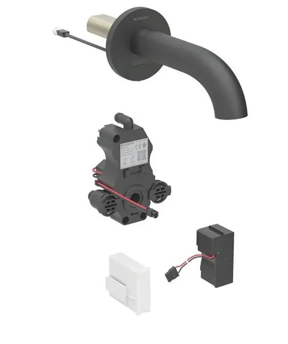 Geberit Piave - elektronisks zemapmetuma izlietnes vārsts, tīkla barošana, easy to clean, matēti melns 116.281.14.1
