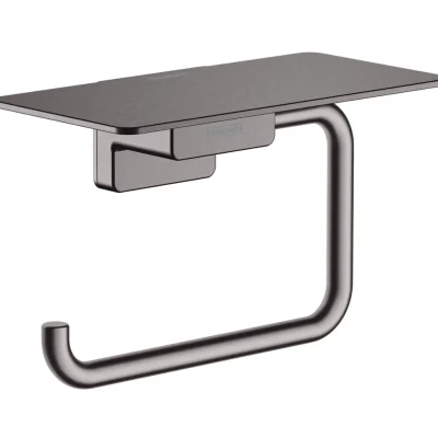 Hansgrohe AddStoris - tualetes papīra ruļļu turētājs ar plauktiņu, hroms melns birstēts 41772340