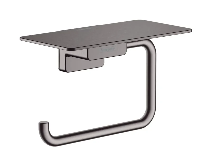 Hansgrohe AddStoris - tualetes papīra ruļļu turētājs ar plauktiņu, hroms melns birstēts 41772340