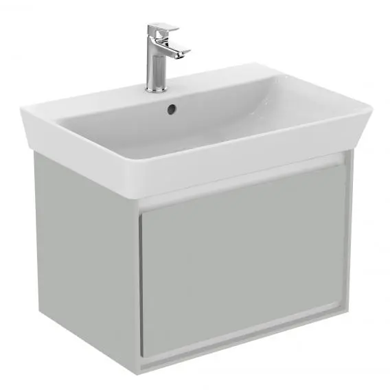 Ideal Standard Connect Air - izlietnes skapītis Cube 65 cm, 58x41x40 cm, gaiši pelēks spīdīgs/balts matēts E0847EQ