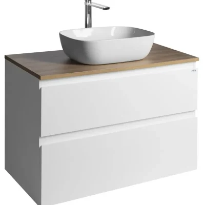 Aqualine Altair - izlietnes skapītis 60x87x45 cm, 2 atvilktnes, balts/ozols emporio AI290-02