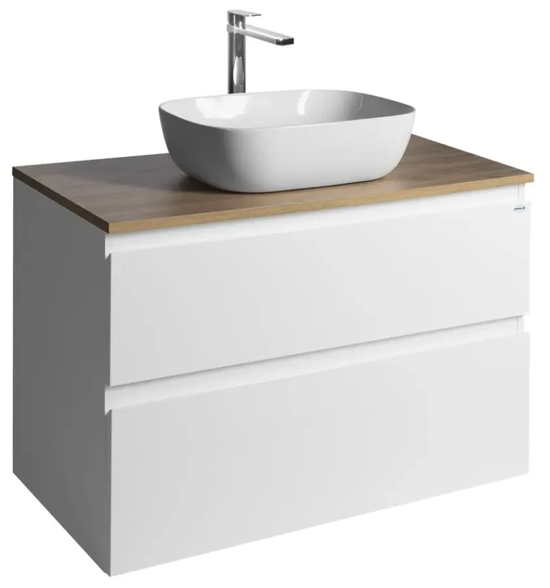 Aqualine Altair - izlietnes skapītis 60x87x45 cm, 2 atvilktnes, balts/ozols emporio AI290-02