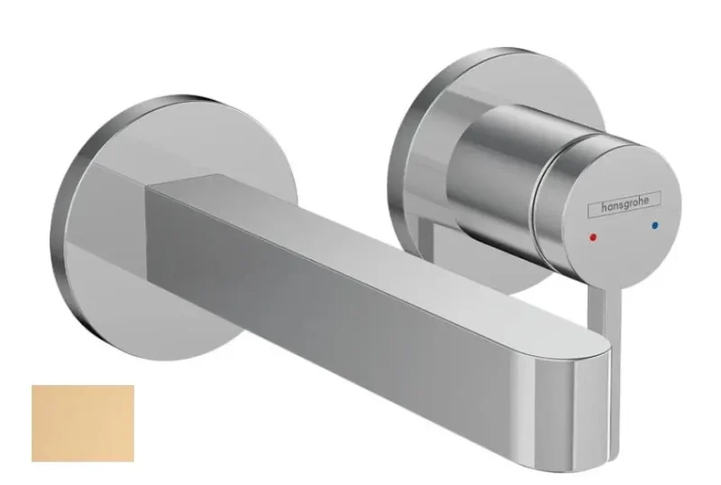 Hansgrohe Finoris - zemapmetuma izlietnes maisītājs ar noteces komplektu, 2 caurumu montāža, EcoSmart, birstēta bronza 76051140