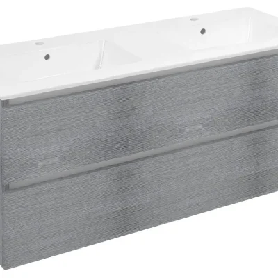 Sapho Ezara - izlietnes skapītis, 120×46×55 cm, 2 atvilktnes, sudraba ozols EZ121-1111