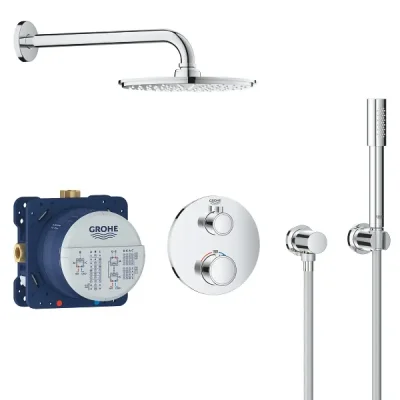 Grohe Grohtherm - dušas sistēma Rainshower Cosmopolitan 210 ar termostata maisītāju - zemapmetuma, hromēta 34732000