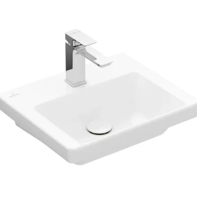Villeroy & Boch Subway 3.0 - mēbeļu rokas izlietne 45x37 cm, bez pārplūdes, ar jaucējkrāna atveri, CeramicPlus, Alpu balts 4370FLR1