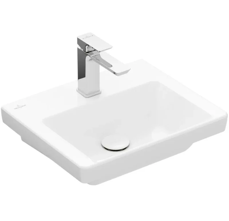 Villeroy & Boch Subway 3.0 - mēbeļu rokas izlietne 45x37 cm, bez pārplūdes, ar jaucējkrāna atveri, CeramicPlus, Alpu balts 4370FLR1