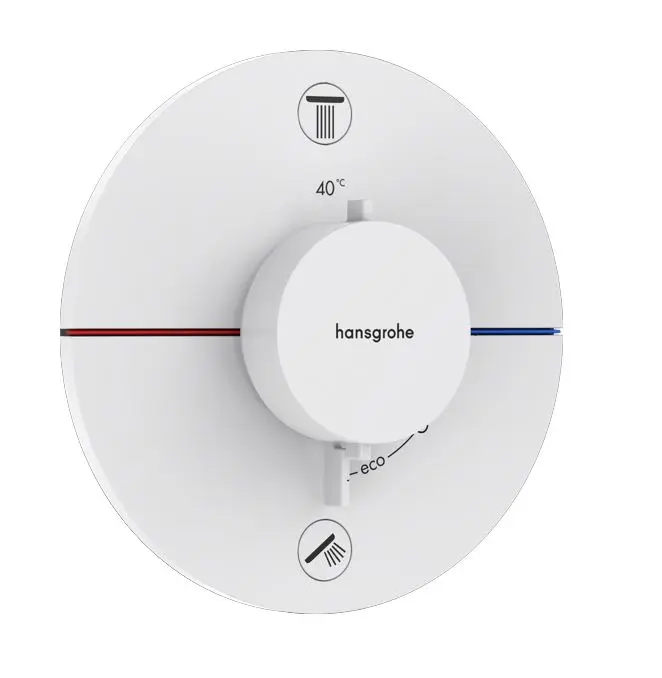 Hansgrohe ShowerSelect Comfort - zemapmetuma termostata maisītājs, 2 patērētājiem, balts matēts 15554700
